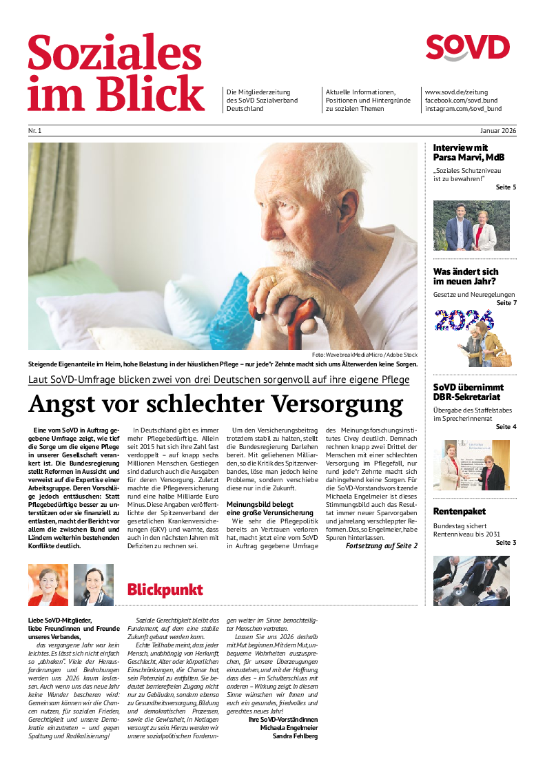 SoVD-Zeitung Januar 2026, Ausgabe Bremen / Hamburg